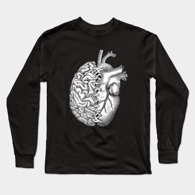 Half brain half heart, right balance between brain and heart, tied, laces, ribbon for tying Long Sleeve T-Shirt by Collagedream